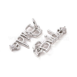 Rack Plating Brass Micro Pave Cubic Zirconia Pendants&nbsp;KK-C008-12P