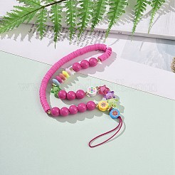 Round & Star Acrylic Beaded Mobile Phone Lanyard Wrist Strap&nbsp;HJEW-JM00815