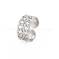 Non-Tarnish 304 Stainless Steel Curb Chain Open Cuff Ring for Women&nbsp;RJEW-S405-162P