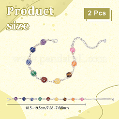 2Pcs Round Natural Mixed Gemstone Beads Bracelets for Women&nbsp;BJEW-UN00018