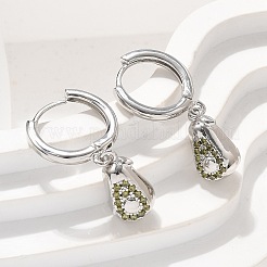 Brass Cubic Zirconia Hoop Earrings&nbsp;EJEW-Q015-02P-B
