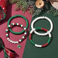 4Pcs 4 Style Handmade Polymer Clay Stretch Bracelets Set&nbsp;BJEW-TA00495