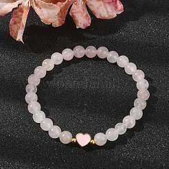 Natural Rose Quartz Round Beaded Stretch Bracelets&nbsp;BJEW-JB09881-06