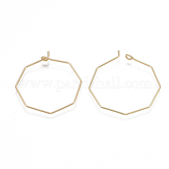 Brass Hoop Earring Findings&nbsp;KK-T038-428G