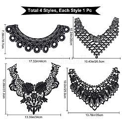 4Pcs 4 Style Milk Silk Embroidered Floral Lace Collar&nbsp;DIY-GF0005-39A