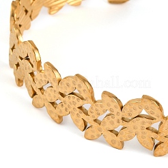 304 Stainless Steel Hollow Flower Open Cuff Bangles for Women&nbsp;BJEW-K241-03B-G