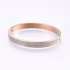 304 Stainless Steel Bangles&nbsp;BJEW-P223-28RG