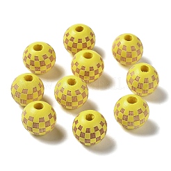 Wood Laser Engraved Tartan Beads&nbsp;WOOD-I011-01B-04