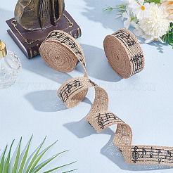 Musical Note Print Burlap Ribbons&nbsp;OCOR-WH0091-27