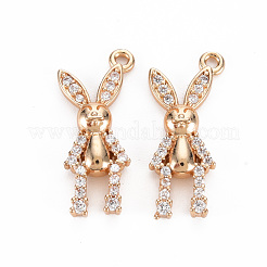 Rack Plating Brass Micro Pave Clear Cubic Zirconia Pendants&nbsp;KK-T060-42-RS