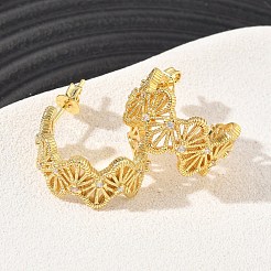 Brass Micro Pave Cubic Zirconia Stud Earrings for Women&nbsp;KK-CBA760A-02G