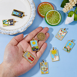 8Pcs 8 Styles Tarot 304 Stainless Steel Enamel Pendants&nbsp;STAS-DC0017-30