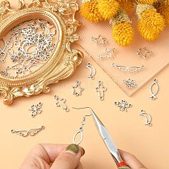 100Pcs 10 Styles Tibetan Style Alloy Connector Charms&nbsp;TIBEP-CJ0003-13