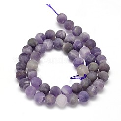 Frosted Natural Amethyst Round Bead Strands&nbsp;X-G-L357-6mm-07