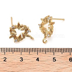 Brass Micro Pave Cubic Zirconia Studs Earring Findings&nbsp;KK-K364-07G