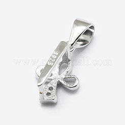 Anti-Tarnish Rhodium Plated 925 Sterling Silver Micro Pave Cubic Zirconia Pendant Bails&nbsp;X-STER-P034-57P