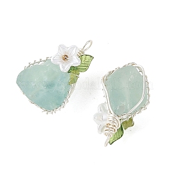Copper Wire Wrapped Natural Green Fluorite Pendants&nbsp;PALLOY-TA00434