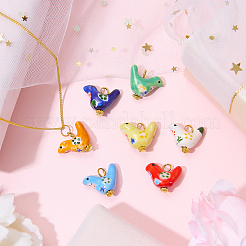 7Pcs 7 Colors Handmade Printed Porcelain Pendants&nbsp;PALLOY-SW00120