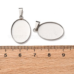 304 Stainless Steel Pendant Cabochon Settings&nbsp;STAS-D379-03B-P