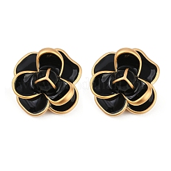 Golden Flower Brass Enamel Stud Earrings&nbsp;EJEW-K308-02G-01