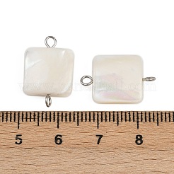 Natural Shell Square Connector Charms&nbsp;STAS-D378-27P