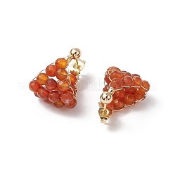 Round Brass Natural Agate Hoop Earrings&nbsp;EJEW-TA00620-01