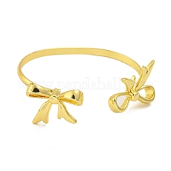 Rack Plating Bowknot Brass Cuff Bangles for Women&nbsp;BJEW-B106-25B-G