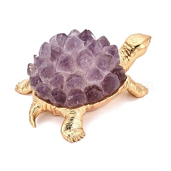 Natural Amethyst Cluster & Zinc Alloy Tortoise Figurines&nbsp;G-Q615-01B