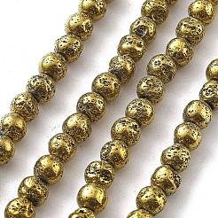 Electroplated Natural Lava Rock Beads Strands&nbsp;G-A251-B01-01D
