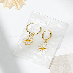1 Pair Rack Plating Flower Brass Hoop Earrings&nbsp;EJEW-LP0001-01