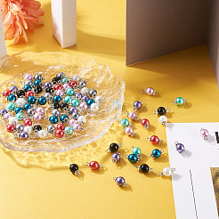 100Pcs 8 Colors Glass Pearl Round Bead Connector Charms&nbsp;FIND-YS0001-21