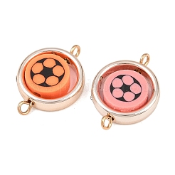 CCB Plastic Frame with Polymer Clay Football Beads Flat Round Links Connector Charms&nbsp;KK-D103-10F-RG