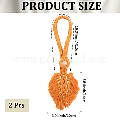 2Pcs Handmade Macrame Leaf Curtain Tiebacks&nbsp;AJEW-CN0003-65D