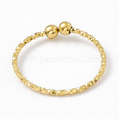 Ion Plating(IP) 304 Stainless Steel Round Ball Open Cuff Ring for Women&nbsp;RJEW-G275-01G