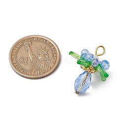 Glass with Round Shell Pearl and Acrylic Charms Pendants&nbsp;PALLOY-MZ00647-03