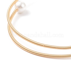 Lampwork Round with Evil Eye Beaded Cuff Bangle with Pearl&nbsp;BJEW-JB08328