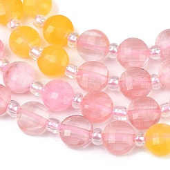 Cherry Quartz Glass  & Dyed Natural White Jade Beads Strands&nbsp;G-Z135-B01