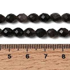 Natural Silver Sheen Obsidian Beads Strands&nbsp;G-K376-F12-01