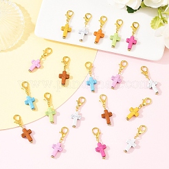 50Pcs Acrylic Cross Pendant Decorations&nbsp;HJEW-YW00217