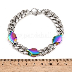 304 Stainless Steel Rhombus Cuban Link Chain Bracelets for Men Women&nbsp;BJEW-G766-07A