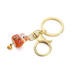 Fortune Cat Porcelain Pendant Keychain&nbsp;KEYC-G064-02
