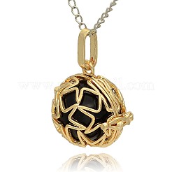 Golden Tone Brass Hollow Round Cage Pendants&nbsp;KK-J231-03G