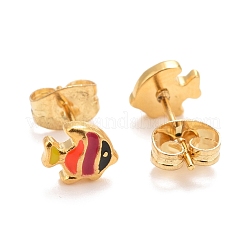 304 Stainless Steel Enamel Stud Earrings&nbsp;EJEW-B009-24G
