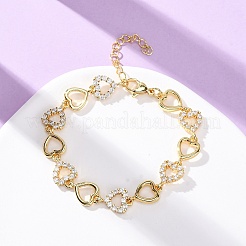 Brass Micro Pave Clear Cubic Zirconia Link Bracelets for Women&nbsp;BJEW-D342-03G