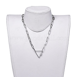 304 Stainless Steel Paperclip Chain/Cable Chain Necklaces&nbsp;NJEW-JN02702-01