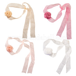 4Pcs 4Colors Cloth Rose Ribbon Chokers&nbsp;FIND-TA0002-27