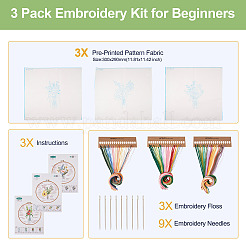 3Pcs 3 Style Vase & Flower Pattern DIY Display Decoration Embroidery Beginner Kit&nbsp;DIY-TA0006-16