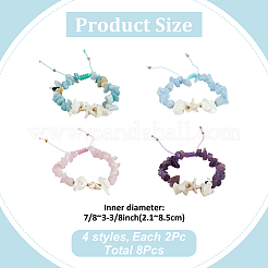 8Pcs 4 Styles Natural Gemstone Chip Braided Bead Bracelets&nbsp;BJEW-MA00001
