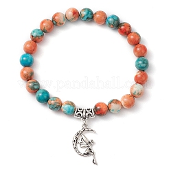 Synthetic Ocean White Jade Round Beaded Charm Bracelets for Women&nbsp;BJEW-JB11372