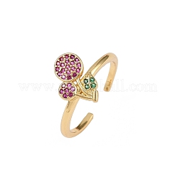 Brass Micro Pave Cubic Zirconia Adjustable Cuff Rings&nbsp;RJEW-C139-12G